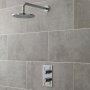 Nuie Twin Round Thermostatic Concealed Shower Valve with Fixed Head and Arm - Chrome