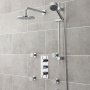 Nuie Quest Rectangular Concealed Shower Mixer with Shower Kit LED Fixed head and Body Jets - Chrome