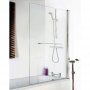 Nuie Pacific Square Hinged Bath Screen with Towel Bar 1430mm H x 790mm W - 6mm Glass