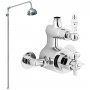 Nuie Traditional Twin Exposed Thermostatic Shower Valve with Rigid Riser Kit and Fixed Head - Chrome
