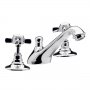 Nuie Traditional 3-Hole Deck Mounted Basin Mixer Tap with Pop Up Waste - Chrome
