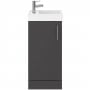 Nuie Vault Floor Standing 1-Door Vanity Unit with Basin 400mm Wide - Gloss Grey