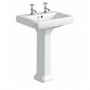 Prestige Astley Basin with Full Pedestal 600mm Wide 2 Tap Hole