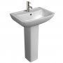 Prestige Pure Basin with Full Pedestal 550mm Wide 1 Tap Hole