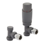 Prestige Design Angled Thermostatic Radiator Valve Set - Textured Grey