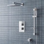 Prestige Element Option 3 Thermostatic Concealed Shower Valve with Adjustable Slide Rail Kit and Fixed Head - Chrome