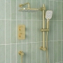 Prestige Kolt Thermostatic Concealed Shower Valve with Adjustable Slide Rail Kit and Fixed Head - Brushed Brass