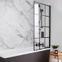 Prestige Kritt Straight Square Black Framed Bath Screen 1400mm H x 780mm W - 6mm Glass