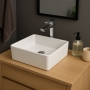 Prestige Lois Square Sit-On Countertop Basin 390mm Wide - White