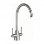 Prestige Mono Kitchen Sink Mixer Tap Dual Handle - Brushed Steel