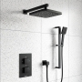 Prestige Nero Square Option 4 Thermostatic Concealed Shower Valve with Adjustable Slide Rail Kit and Fixed Head - Matt Black