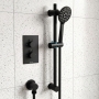 Prestige Nero Round Option 3 Thermostatic Concealed Shower Valve with Adjustable Slide Rail Kit - Matt Black