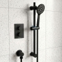 Prestige Nero Round Option 3 Thermostatic Concealed Shower Valve with Adjustable Slide Rail Kit - Matt Black