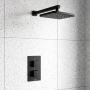 Prestige Nero Square Option 2 Thermostatic Concealed Shower Valve with Fixed Shower Head and Arm - Matt Black