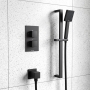Prestige Nero Square Option 3 Thermostatic Concealed Shower Valve with Adjustable Slide Rail Kit - Matt Black