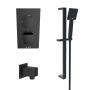 Prestige Nero Square Option 3 Thermostatic Concealed Shower Valve with Adjustable Slide Rail Kit - Matt Black