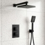 Prestige Nero Square Option 5 Thermostatic Concealed Shower Valve with Handshower and Fixed Head - Matt Black