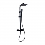 Prestige Nero Thermostatic Square Bar Shower Valve with Shower Kit and Fixed Head - Black