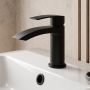 Prestige Nero Curve Mono Basin Mixer Tap with Clicker Waste - Matt Black