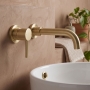 Prestige Ottone Basin Mixer Tap Wall Mounted - Brushed Brass