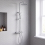 Prestige Plan Thermostatic Bar Shower with Ultra Slim Stainless Shower Drencher and Sliding Handset