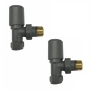 Prestige Round Angled Radiator Valves Pair - Textured Grey