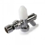 Prestige Style Angled Lockshield Valve with Drain-Off, 10mm, White/Chrome