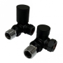 Prestige Corner Radiator Valves 15mm (Pair) - Black
