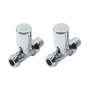 Prestige Modern Straight Radiator Valves, 15mm, Pair, Chrome