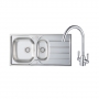 Prima 1.5 Bowl Kitchen Sink with Chelsea Sink Tap and inset Sink 965mm L x 500mm W - Stainless Steel/Chrome