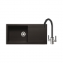 Prima+ Granite 1 Bowl inset Kitchen Sink With Swan Neck Mixer Tap Pack 1000mm L x 500mm W - Black