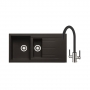 Prima+ Granite 1.5 Bowl inset Kitchen Sink With Swan Neck Mixer Tap 1000mm L x 500mm W - Black