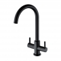 Prima Staten Swan Neck Dual Lever Kitchen Sink Mixer Tap - Black