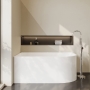 Delphi Crest J-Shaped Freestanding Curved Corner Bath