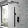 Delphi Edge Black Dual Concealed Shower Set with Fixed Head and Handset