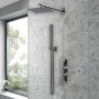 Delphi Edge Brushed Pewter Triple Concealed Shower Set with Fixed Head and Handset