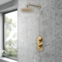 Delphi Loop Brushed Brass Dual Concealed Shower Set with Fixed Head