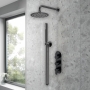 Delphi Loop Black Triple Concealed Shower Set with Fixed Head and Handset