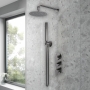 Delphi Loop Brushed Pewter Triple Concealed Shower Set with Fixed Head and Handset