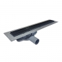 Purus Living Linear Side Wet Floor Drain 800mm Wide Black Tile Grate