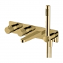 RAK Amalfi Thermostatic Concealed Dual Outlet Shower Valve with Handset and Bath Spout - Brushed Gold