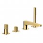 RAK Amalfi 4-Hole Bath Shower Mixer Tap Pillar Mounted - Brushed Gold
