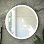 RAK Art Round LED Illuminated Bathroom Mirror with Demister Pad 800mm Diameter - Brushed Nickel
