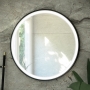 RAK Art Round LED Illuminated Bathroom Mirror with Demister Pad 600mm Diameter - Matt Black