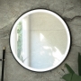 RAK Art Round LED Illuminated Bathroom Mirror with Demister Pad 800mm Diameter - Matt Black
