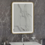 RAK Art Soft LED Illuminated Bathroom Mirror with Demister Pad 700mm H x 500mm W - Brushed Gold