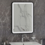 RAK Art Soft LED Illuminated Bathroom Mirror with Demister Pad 700mm H x 500mm W - Matt Black