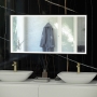 RAK Art Square LED Bathroom Mirror with Demister Pad 600mm H x 1200mm W - Matt Black