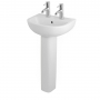 RAK Compact Basin and Full Pedestal 450mm Wide - 2 Tap Hole