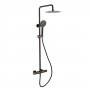 RAK Compact Thermostatic Round Bar Mixer Shower with Shower Kit + Fixed Head - Black Chrome